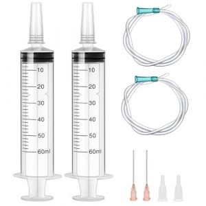 2pcs Seringue Plastique 60 ml, Emballage Ind&eacute;pendant Seringue &agrave; Huile avec 1m Tube, Seringue de Dosage pour Aspiration d'huile, Laboratoire Scientifique Industriels (LXQTRADE, neuf)