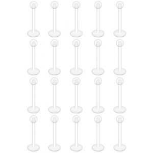 TPZORJX 20 pi&egrave;ces 16G Clair Tragus Helix Piercing Flexible Acrylique Helix Piercing Piercing L&egrave;vres Labret Retainers pour Femmes Hommes,1.2 * 8 * 3mm (Sunlaxy OU, neuf)