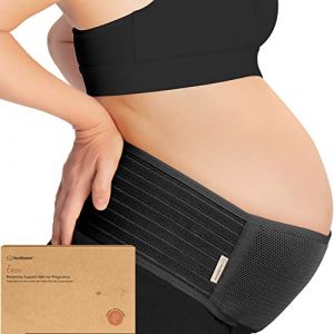 Bande De Ventre De Maternité Pour La Grossesse - Ceinture De Maintien Du Ventre De grossesse Douce & Respirante - Bandes de soutien pelvien (Midnight Black, 2X-Large) (KeaBabies, neuf)