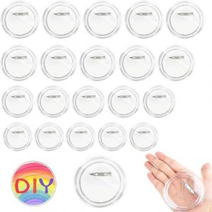 DIFLAX 20 Pi&egrave;ces Badge Personnalis&eacute;, Badge DIY, Pins Personnalisable, Badge Rond, Transparent Acrylique, Sans Machine &agrave; Badges, &Eacute;pingle De S&ucirc;ret&eacute;, Pour Image, Photo, V&ecirc;tements, &Eacute;cole(25/37/44/58 mm) (SVF TUNDER PRICE, neuf)