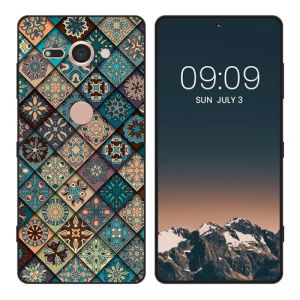 WUACYEAMING Noir Coque pour Sony Xperia XZ2 Compact, Haute Qualité TPU Silicone Mince Souple Antichoc Bumper avec Cadre en Bois à Carreaux Motif Dessin Mat Case (WUACYEAMING, neuf)
