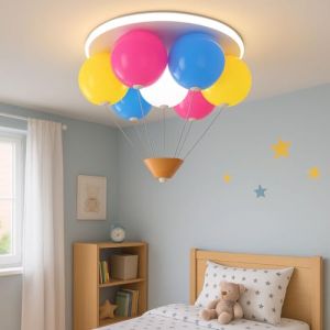 zenlavia Plafonnier Ballon, Intensité Variable avec Télécommande, 18W, 1800lm, 3000-6500K, Veilleuse, Minuterie et Fonction Mémoire, Lampe de Plafond LED pour Chambre Enfant/Chambre à Coucher (ARVALDS RONIS, neuf)