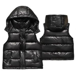 SEAUR Fille Doudoune sans Manche Enfant Gilet Duvet à Capuche Léger Fille Garçon Manteau sans Manches Chaude 110 (MANDIGLO, neuf)