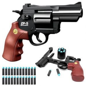 Revolver Pistolet,Pistolet Jouet pour Enfants,Mousse Jouet Blaster,avec 24 EVA balles,pour Les Jeux d'intérieur et d'extérieur,pour 7 Ans +,Cadeaux pour Enfants (Marron) (FWHFNB, neuf)
