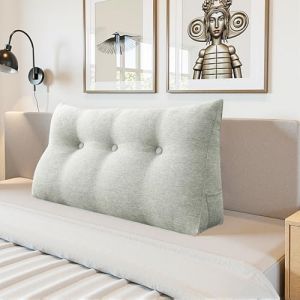 LELEFIDO Coussin de Lecture – Coussin Canapé Triangulaire avec Housse Amovible, Support de Dossier et de Dos, Idéal pour Lit et Salon, Confort Doux, 100 cm, Blanc (Daneey, neuf)