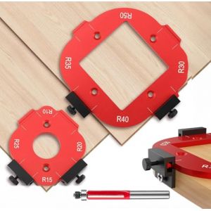 2 Pi&egrave;ces Gabarit Defonceuse a Bois, R10 R15 R20 R25 R30 R35 R40 R50 Gabarit de Toupie avec Fraise &agrave; Ras, Gabarit 4en1 pour Toupie, pour le Bricolage du Bois (Techingo, neuf)