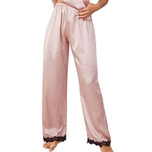 Pyjama Femme Chic, Pyjama Pantalon pour Femmes Lingerie Satin Chemise Lingerie Sexy Nuisette Slip Robe De Sommeil Sexy Slip V&ecirc;tements De Nuit Pantalon Body Chemisier (Pink, L) (DeaAmyGline【5-12jours de livraison】⭐⭐⭐⭐⭐, neuf)