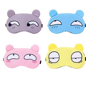 JCKD 4 pi&egrave;ces mignon dormir les yeux band&eacute;s doux moelleux couverture yeux bandeau bouclier voyage dormir pour masque pour les yeux masque de sommeil enfants filles femme dame r&ecirc;verie masque de sommeil (WEIJIA STORE, neuf)