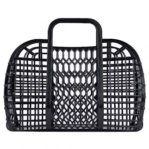 BABANA Grands sacs en plastique Jelly Panier Cadeau Réutilisable | Sac de plage, de marché, panier de Pâques - (Noir) (Fast Media Ships From USA, neuf)
