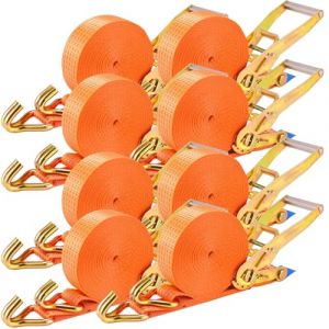 ８pièces 5000 kg Sangle à Cliquet,9m Long 50mm Large,Sangles d'arrimage,Sangles de Serrage avec cliquet et Crochets,pour l'arrimage Professionnel du Chargement des camions/Motos/Cargos, Orange (Cococloud, neuf)