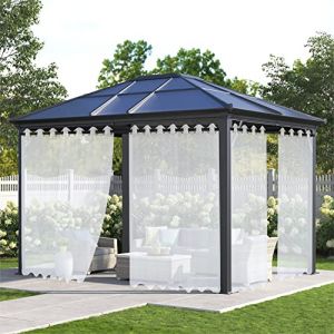 XUIAQZW Voilage Blanc Rideaux, Rideau Occultant Isolant Thermiques pour Pergola 80x100(BxH) cm Cabanon Jardin Exterieur, Gazebo, Porche Terrasse Pavillon (2 Panneaux) (XUIAQZW FR, neuf)