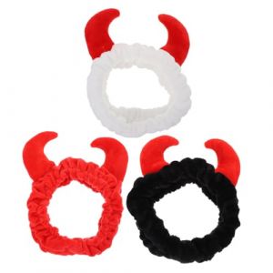 SEWACC Lot de 3 Bandeaux Cosmétiques de Corne de Bœuf Duveteux Bandeaux Réutilisables pour Soins Peau et Maquillage Couleurs Noir Rouge et Blanc Adaptés pour Spa et Sport (Quick Research Sha, neuf)