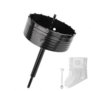 Couronne de forage de 160 mm (dents XXL) noire avec rallonge SDS plus de 220 mm et foret de centrage à 4 tranchants 8 x 110 mm, guide de scie cloche murale pour maçonnerie et béton (GOOQEE, neuf)