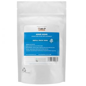Mr.P Ingredients Agar Agar Poudre 100g Refill, Gelifiant Alimentaire Naturel et Végétal pour Gelées, Desserte, Cuisine Moléculaire et Mixologie, Sans Gluten, Sans OGM, Gélatine Halal, Kasher (Mr.P Ingredients Eu, neuf)