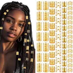 Tyqour 120 Pièces Bijoux Cheveux Tresse Doré, Bijoux de Cheveux, Cheveux Dorées en Métal Pour Tresses Avec Boîte de Rangement Bijoux Pour Dreadlocks Bijoux Cheveux Doré Pour Femmes Hommes (Passingby, neuf)