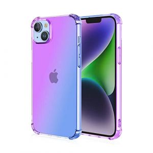 EASSGU Coque pour Smartphone, Compatible with iPhone 15 Plus (6.7" inches), Housse de Protection de Couleur D&eacute;grad&eacute;e Transparente, &Eacute;tui de T&eacute;l&eacute;phone Anti-Chute et Anti-Rayures - Bleu Violet (EASSGU, neuf)