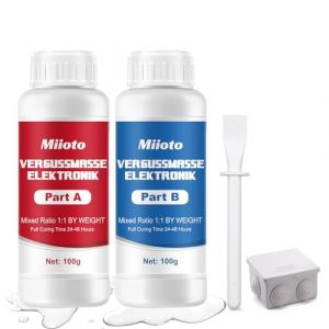Miioto Gel Etancheite Electrique, Gel Isolant Electrique, Avec Boite de Derivation Electrique, Convient pour les Circuits Imprim&eacute;s, les Moules et les Isolants, Transparent A+B 200g (Vokyshop, neuf)