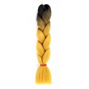 LYVQZPWLRla mode synthétique, Extensions de cheveux synthétiques tressés de 61 cm for femmes, coiffures à faire soi-même, jaune, orange, blond(M7) (KanHuaDeY, neuf)