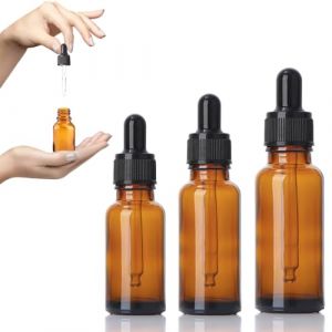 KEWUF 3 Pièces Flacon Compte Gouttes, Flacon Pipette 20/30/50 ml, Petit Flacon en Verre Ambré, Pour Petits Échantillons Rechargeables, Huile Essentielle, Aromathérapie, Massage, Cosmétique, Voyage (VicFENG001, neuf)