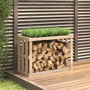 Homgoday Porte-b&ucirc;ches d&rsquo;ext&eacute;rieur Blanc 108x52x106 cm Bois Massif de pin, Range-B&ucirc;ches Rangement Grande Capacit&eacute; Rangement Range B&ucirc;che, Range Bois de Chauffage Ext&eacute;rieur (HNSHAG, neuf)
