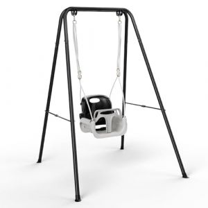 Siege balancoire Bebe- 4 en 1 - Siège avec Ceinture de Sécurité Support en métal Pliable pour l'intérieur et l'extérieur - Facile à Monter et à Ranger l'extérieur Pendant 9 à 18 Mois (Noir) (PIERIOOCOMMUNEXIS, neuf)