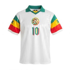 MAMUN Maillot de football r&eacute;tro du S&eacute;n&eacute;gal, Blanc avec des accents rouge-vert-jaune, M (MAMUN Sportswear, neuf)
