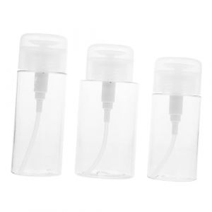 BATHVEVE Flacon de Soin Peau à Pompe à Pression Lot de 3 Bouteilles Transparentes 100Ml Voyage Bouteille Vide en Plastique pour Démaquillant pour Toilettes et Soin (MINAMYIO, neuf)