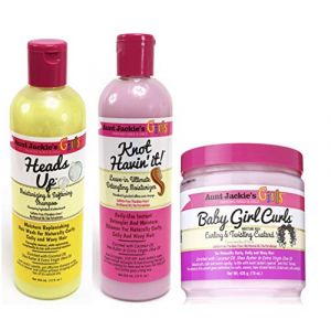 Aunt Jackies Girls! - Lot de 3 soins capillaires pour fille - cheveux boucl&eacute;s/cr&eacute;pus - soin/nettoyant/hydratant (Online Wellness Ltd, neuf)