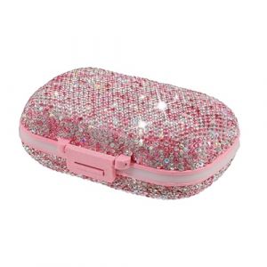 Zqkimzi Pilulier Quotidien En Strass, Pilulier Scintillant, Pilulier &Agrave; Paillettes, Pilulier Avec Strass, Pilulier Tendance En Strass Pour Un Usage Quotidien (Jingjingxi, neuf)