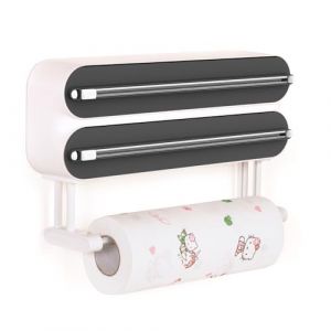 3 in 1 Derouleur Film Alimentaire avec Porte Sopalin Cuisine - Distributeur Film Alimentaire avec Coupeur - Magn&eacute;tique Distributeur Papier Aluminium et Film - Derouleur Essuie Tout Murale (ZHONGXIN-EU, neuf)