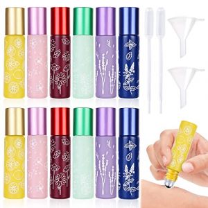 Bouteilles &agrave; Rouleaux D'huiles Essentielles,16 Pi&egrave;ces Flacon Roll on En Verre Avec Rouleau 10ML,Flacon Roll On Vide,Bouteille Roll on Vide En Verre,Bouteille Roll on En Verre pour Huile Essentielle (MOTTIA FACING LIMITED, neuf)