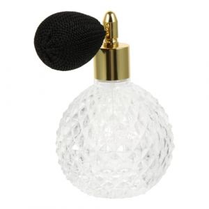 Hohopeti Flacon Vaporisateur Parfum Verre Vintage Rechargeable Flacon Spray Portable Transparent avec Poire Dorée pour Recharges Huiles Essentielles et Lotions (Orcchid, neuf)