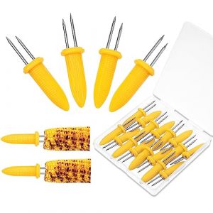Sibba 20 Porte Épis de Maïs en Acier Inoxydable Brochettes de Maïs en Épi pour Barbecue Avec Boîte de Rangement pour Fourchettes de Cuisine Domestique Porte Épis ee Maïs en Épi Durable et Anti Brûlure (Chujia, neuf)