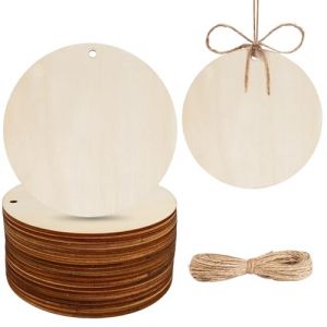 HOLDLEAF Lot de 18 disques ronds en bois, avec trou, diam&egrave;tre : 10 cm, &eacute;paisseur : 3 mm, pour bricolage, artisanat, d&eacute;coration de No&euml;l, &eacute;tiquettes cadeaux, panneaux en bois (YangZhen EU, neuf)
