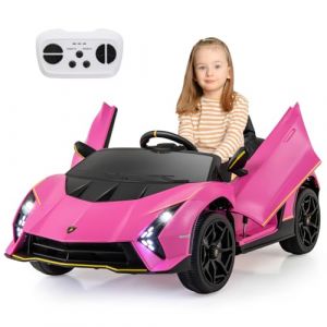DREAMADE Voiture Électrique pour Enfants Lamborghini 12 V, Voiture Alimentée par Batterie avec Télécommande, 3 Vitesses, Feux LED, Véhicule pour Garçons & Filles de 3-8 Ans (Rose) (DREAMADE, neuf)