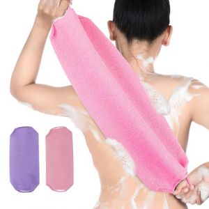 &Eacute;purateur de dos douche exfoliante rondelles de dos &eacute;purateur corps bain sangle traction extensible 2 pi&egrave;ces et violet. (HonglingLtd, neuf)