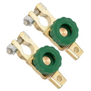 FENGCHUANG 2 Pi&egrave;ces Coupe Circuit Batterie 12V 24V Cosse Batterie 12v Universel Coupe Circuit Avec Bouton Vert pour Pointes d'&Eacute;lectrodes de 15 &agrave; 17 mm pour Moto Voiture (FENGCHUANGI, neuf)