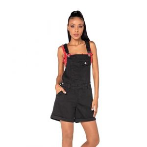Nina Carter S511 Salopette courte en jean pour femme, style boyfriend, en denim, look usé, combinaison d'été, Noir (S511-6), XS (Miss Noir, neuf)