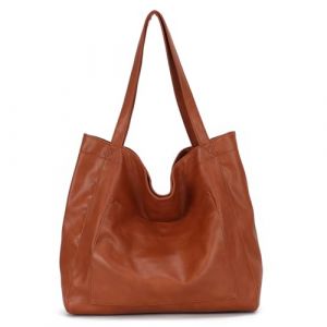 EVEOUT Sacs portés épaule en Cuir Souple Femmes Sac à Main de Grande Capacité Faux Cuir Cabas Vintage Sac Hobo Minimaliste Sac fourre-Tout(Marron) (EVEOUT, neuf)