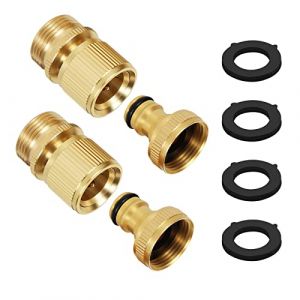 Wzzy Gurden Lot de 2 Raccord de Tuyau d'Arrosage en Laiton de 3/4 Po Connecteur Rapide Mâle Femelle Adaptateur d'Accouplement de Tuyau d'Eau avec 4 Pièces Joints en Caoutchouc pour Tuyau de 3/4 Po (wenzhouzhiyuan, neuf)