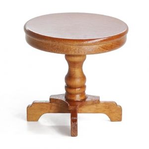 Odoria Miniature Table d'appoint Gu&eacute;ridon: 1/12 &Eacute;chelle Chevet Table Rond Salon Chambre &agrave; Coucher pour Maison de Poup&eacute;e Vintage - Mini Meubles Bois avec Socle Marron (Cardinas, neuf)