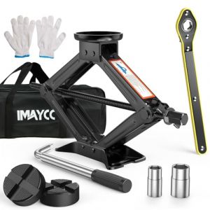 Universel Cric Voiture 2T, Crique Voiture avec 2 Tampon Caoutchouc, &Eacute;vite les Rayures sur la Carrosserie,Acier Alli&eacute; Premium,Portable Cric de Levage avec Cl&eacute; pour &Eacute;crous de Roue,Kit Urgence Automobile (IMAYCC-FR, neuf)