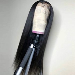 Perruques Avant Cheveux Synthétiques Longue Perruque Droite Soyeuse Adaptée Aux Femmes Noires Perruque Avant Densité 150% Perruque Résistante À La Chaleur, 22 Pouces (22 Pouces) (zhoushengbijie, neuf)