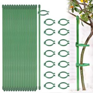 NAROSEBE 20 PCS Tuteur Plante Orchidée 30CM, Tuteur Plante Intérieur Plastique Piquets de Support pour Plantes Tuteur Plante en Pot avec 40 Clips de Support pour Jardin Fixation Fleur Légumes (Teksyjiuh, neuf)