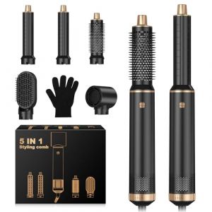 Airbrush 5 en 1 Air Brush 5 en 1 Seche Cheveux 5 en 1 avec Seche Cheveux Boucleur, Airbrush Cheveux, Air Brush, Brosse Lissante, Air Styler 5 en 1 Pour Sécher, Boucler, Lisser (HaoXinHua, neuf)