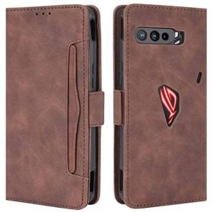 HualuBro Coque pour ASUS ROG Phone 3 ZS661KS, Housse à Rabat en Premium PU Cuir Flip Cover Case Antichoc Portefeuille Etui pour ASUS ROG Phone 3 ZS661KS Coque, Marron (HualuBro EU, neuf)