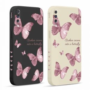Pnakqil 2 Pi&egrave;ces Coque pour Samsung Galaxy A50/A30S/A50s 6,4", Etui avec Violet Pente Papillon Mignon Amusante Peint Dessin Lat&eacute;ral Case Souple Silicone Housse T&eacute;l&eacute;phone en Souple Fille Cover (CLUBIEN, neuf)