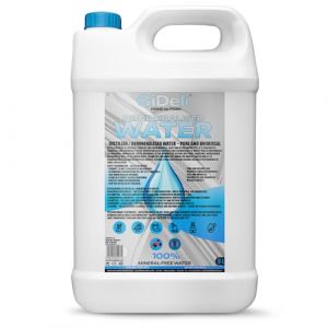 GiDeli Eau déminéralisée 5 l d'eau distillée pour fer à repasser, piles, refroidisseur, humidificateur, aquarium et laboratoire eau sans calcaire, inodore, claire (Posh Sp. z o.o., neuf)