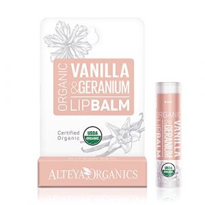 Alteya Organic Baume à lèvres à l’Vanille et Géranium 4.5g - Certifiée organique USDA biologique naturelle Baume à lèvres Basé sur d'huiles essentielles de beurres végétales nourrissants (Alteya Organics - Europe, neuf)
