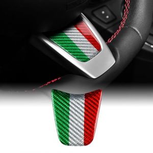 KUNGKIC Pour FIAT 500 Abarth 595 2012 2013 2014 2015 Fibre de carbone dur Voiture Volant Couverture de menton Panneau de volant décoratif Intérieur Autocollant Accessoires Cadeau, Couleur italienne (KUNGKIC Auto, neuf)